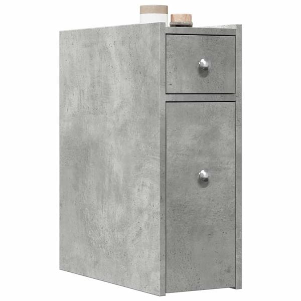 ARDEBO.de - Badschrank Schmal mit Rollen Betongrau Holzwerkstoff