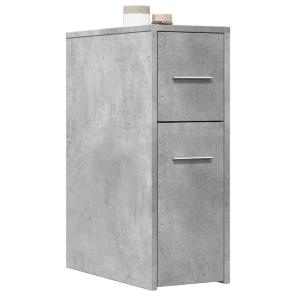 ARDEBO.de - Badschrank Schmal mit Rollen Betongrau Holzwerkstoff