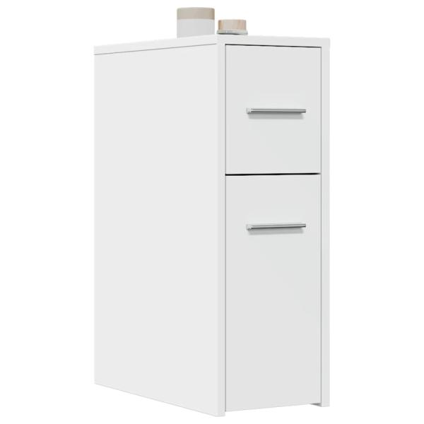 ARDEBO.de - Badschrank Schmal mit Rollen Weiß Holzwerkstoff