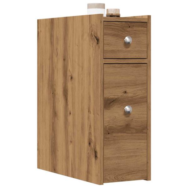 ARDEBO.de - Badschrank Schmal mit Rollen Artisan-Eiche Holzwerkstoff