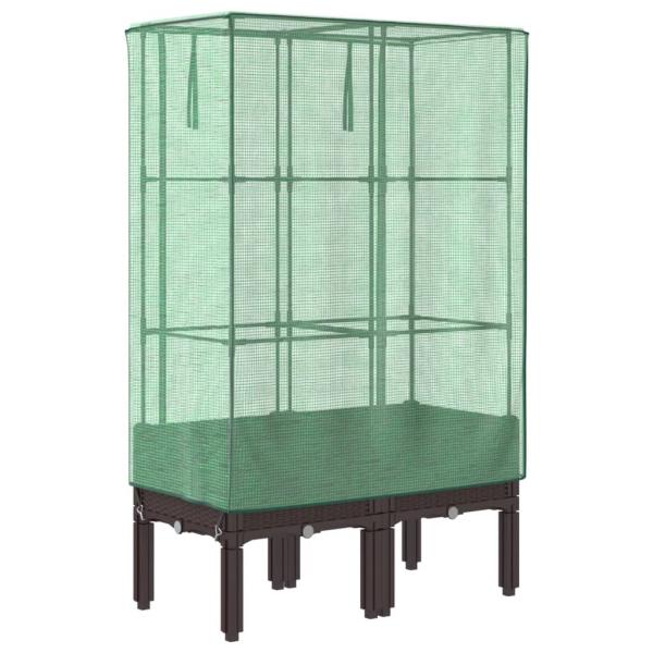 Hochbeet mit Gewächshaus-Aufsatz Rattan-Optik 80x40x140 cm