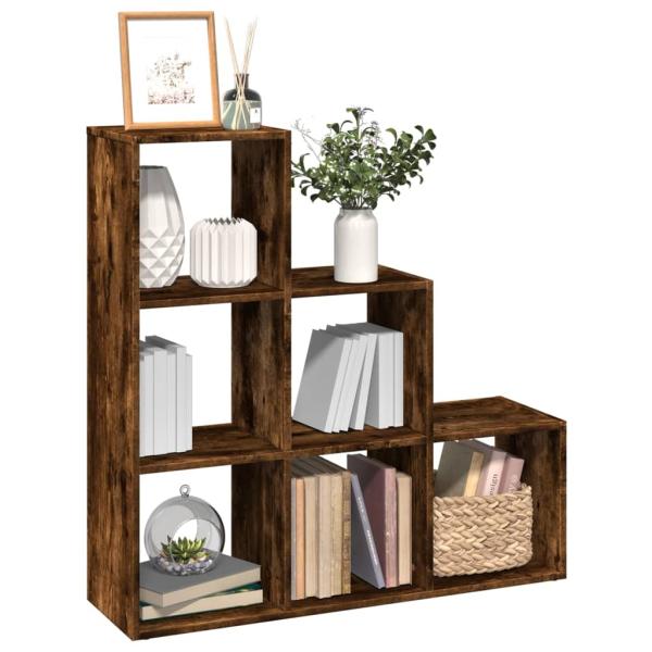 ARDEBO.de - Raumteiler-Bücherregal 3 Etagen Räuchereiche 99x29x99 cm