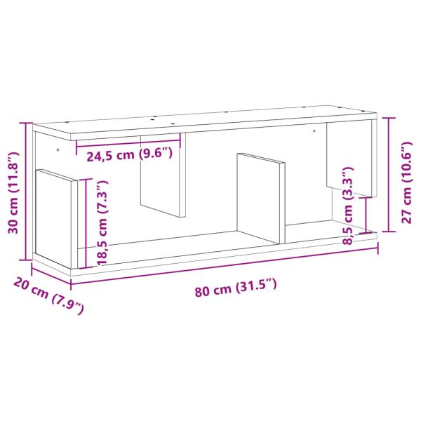 Wandschrank 80x20x30 cm Weiß Holzwerkstoff