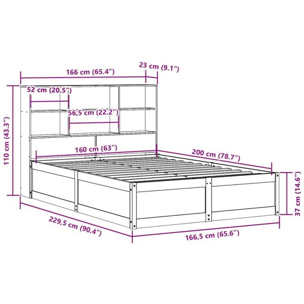 Massivholzbett ohne Matratze Wachsbraun 160x200 Kiefernholz