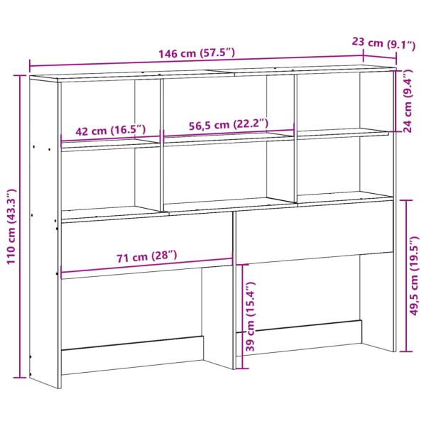 Kopfteil mit Stauraum Weiß 140 cm Massivholz Kiefer