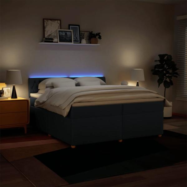 Boxspringbett mit Matratze Blau 200x200 cm Stoff