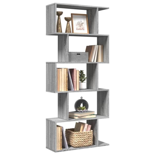 ARDEBO.de - Raumteiler-Bücherregal 5 Etagen Grau Sonoma 70x24x161 cm