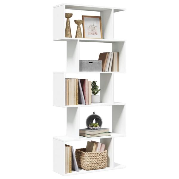 ARDEBO.de - Raumteiler-Bücherregal 5 Etagen Weiß 70x24x161 cm Holzwerkstoff
