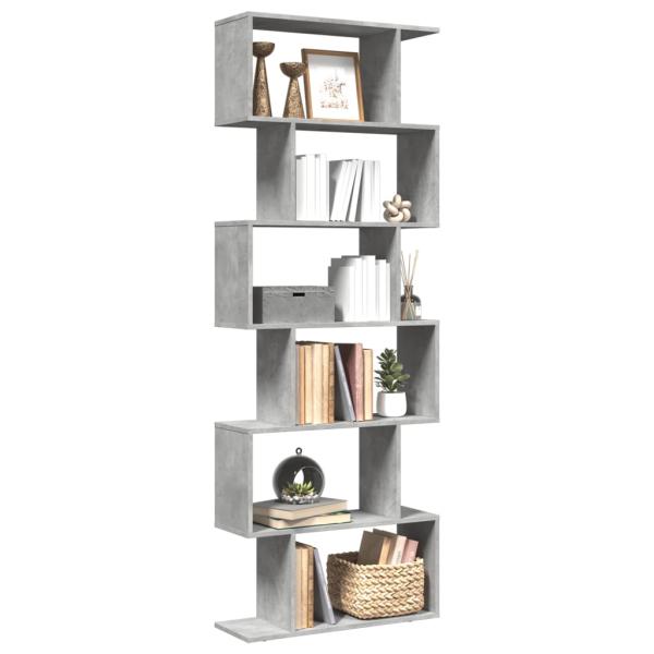ARDEBO.de - Raumteiler-Bücherregal 6 Etagen Betongrau 70x24x193 cm