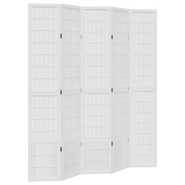 5-tlg. Raumteiler Weiß Massivholz Paulownia