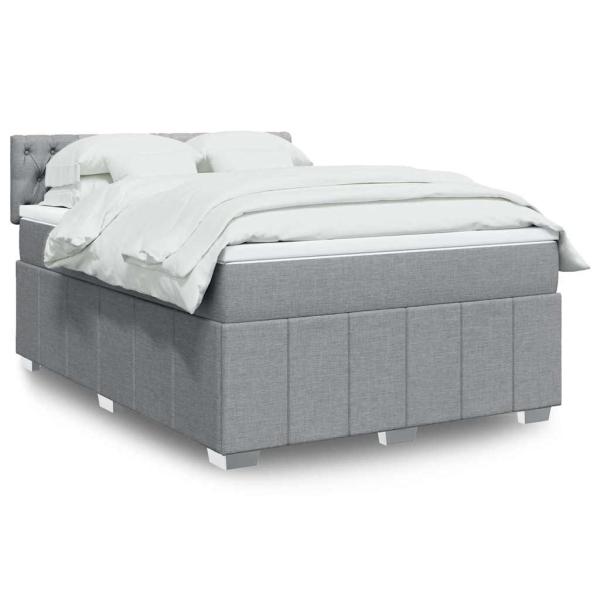 ARDEBO.de - Boxspringbett mit Matratze Hellgrau 160x200 cm Stoff