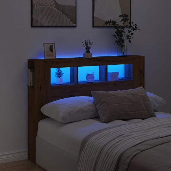 ARDEBO.de - LED-Kopfteil Artisan-Eiche 140x18,5x103,5 cm Holzwerkstoff