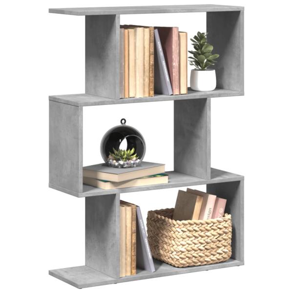 ARDEBO.de - Raumteiler-Bücherregal 3 Fächer Betongrau 70x24x97 cm
