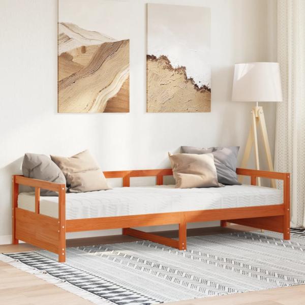 ARDEBO.de - Tagesbett mit Matratze Wachsbraun 80x200 cm Massivholz Kiefer