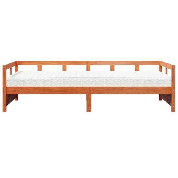 Tagesbett mit Matratze Wachsbraun 80x200 cm Massivholz Kiefer