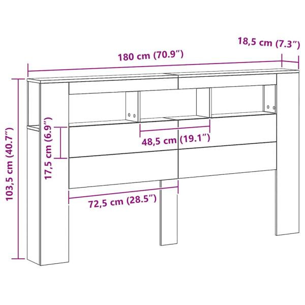 LED-Kopfteil Artisan-Eiche 180x18,5x103,5 cm Holzwerkstoff