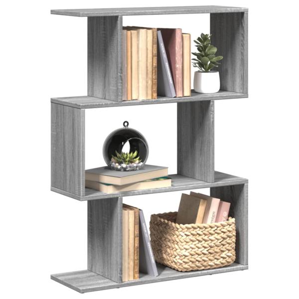 ARDEBO.de - Raumteiler-Bücherregal 3 Fächer Grau Sonoma 70x24x97 cm