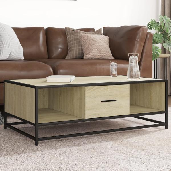 ARDEBO.de - Couchtisch Sonoma-Eiche 100x57x35 cm Holzwerkstoff und Metall