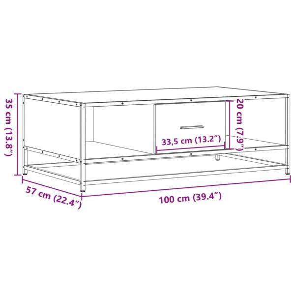 Couchtisch Sonoma-Eiche 100x57x35 cm Holzwerkstoff und Metall