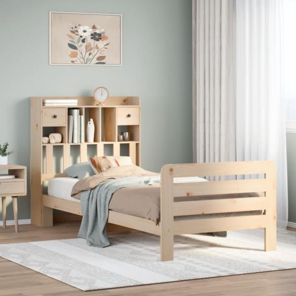 ARDEBO.de - Massivholzbett mit Regal ohne Matratze 90x190 cm Kiefer