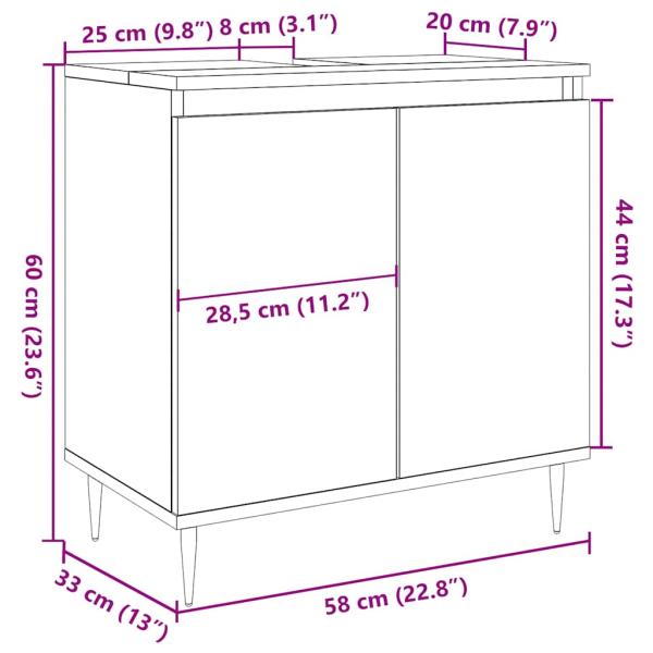 Badschrank Betongrau 58 x 33 x 60 cm Holzwerkstoff