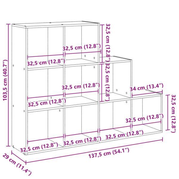 Raumteiler-Bücherregal 3 Stufen Weiß 137,5x29x103,5 cm