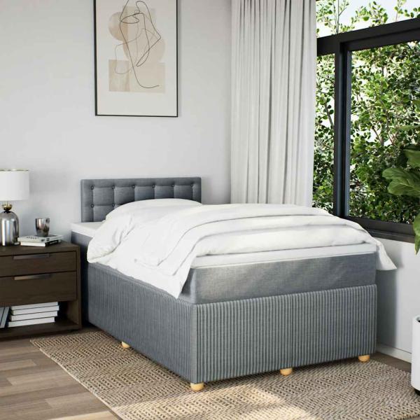 Boxspringbett mit Matratze Hellgrau 120x200 cm Stoff