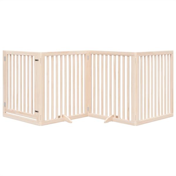 ARDEBO.de - 4-tlg. Hundetor mit Tür Faltbar 320 cm Pappelholz