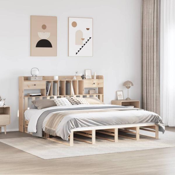 ARDEBO.de - Massivholzbett mit Regal ohne Matratze 180x200 cm Kiefernholz