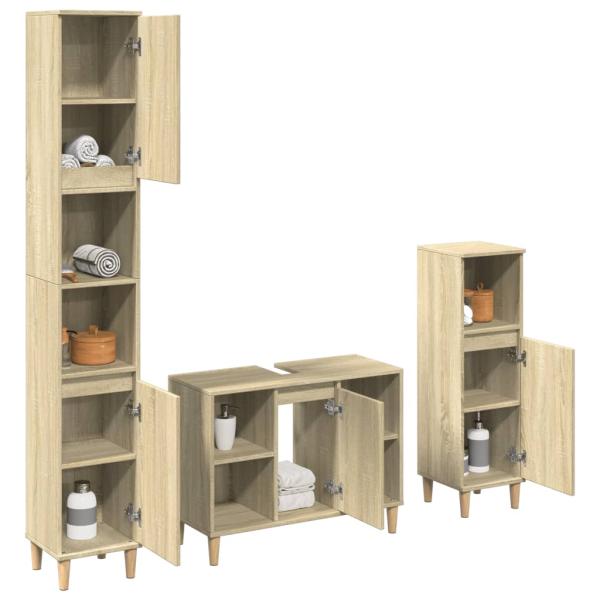 ARDEBO.de - 3-tlg. Badmöbel-Set Sonoma-Eiche Holzwerkstoff