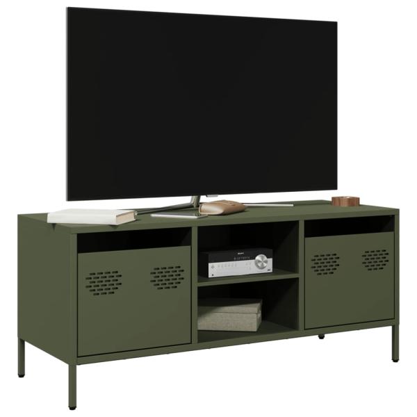 ARDEBO.de - TV-Schrank Olivgrün 101,5x39x43,5 cm Kaltgewalzter Stahl