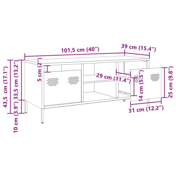 TV-Schrank Olivgrün 101,5x39x43,5 cm Kaltgewalzter Stahl