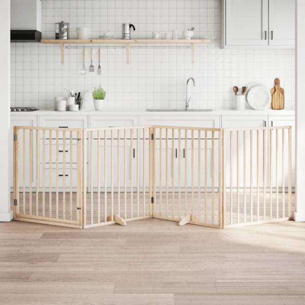 ARDEBO.de - 4-tlg. Hundetor mit Tür Faltbar 320 cm Pappelholz