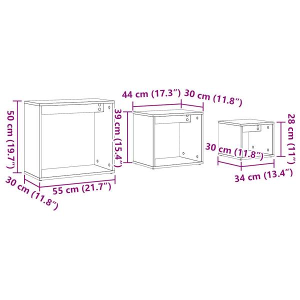 Satztische 3 Stk. Altholz-Optik Holzwerkstoff