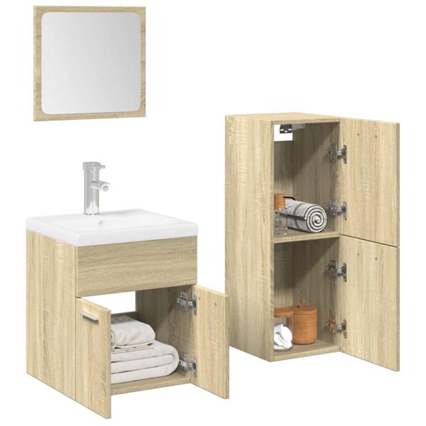 ARDEBO.de - 4-tlg. Badmöbel-Set Sonoma-Eiche Holzwerkstoff