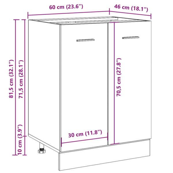 Unterschrank Artisan-Eiche 60x46x81,5 cm Holzwerkstoff