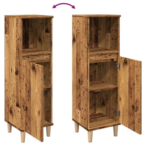 Badschrank Altholz-Optik 30x30x100 cm Holzwerkstoff