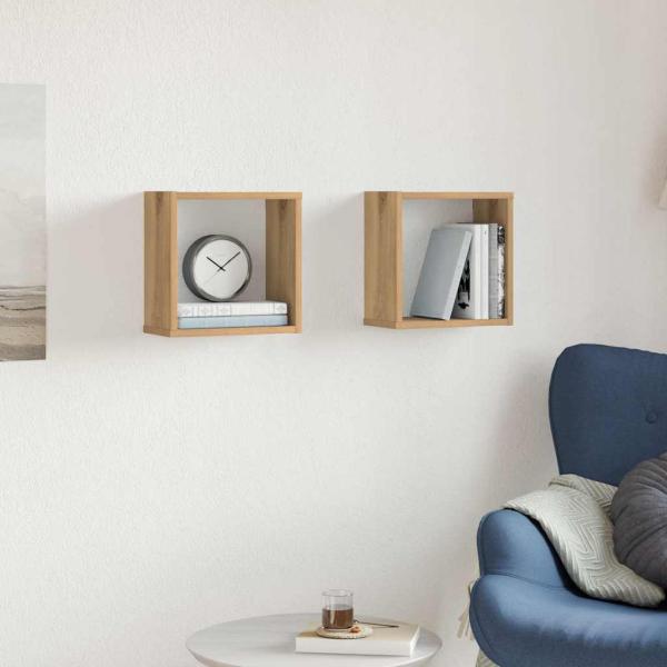 Würfel-Wandregale 2 Stk. Artisan-Eiche 30x15x30 Holzwerkstoff