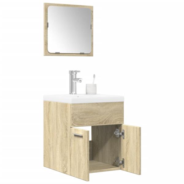 ARDEBO.de - 3-tlg. Badmöbel-Set Sonoma-Eiche Holzwerkstoff