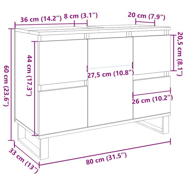 Waschbeckenunterschrank Artisan-Eiche 80x33x60 cm Holzwerkstoff