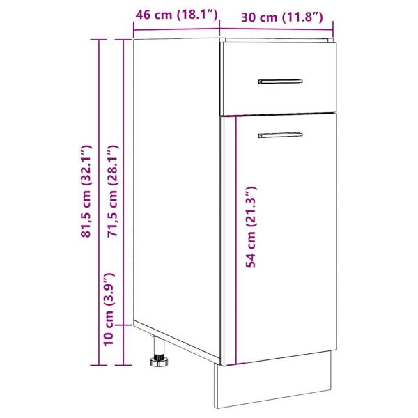 Schubunterschrank Altholz-Optik 30x46x81,5 cm Holzwerkstoff