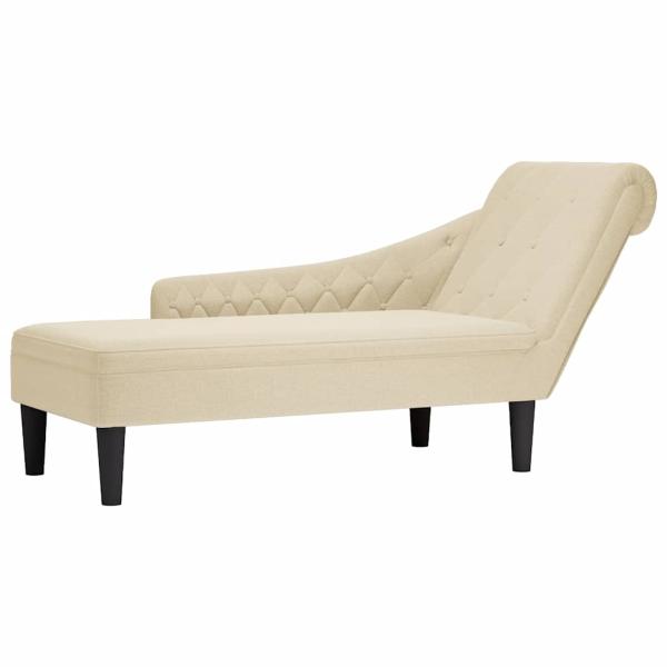 ARDEBO.de - Chaiselongue mit Kissen und Rechter Armlehne Creme Stoff