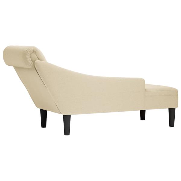 Chaiselongue mit Kissen und Rechter Armlehne Creme Stoff