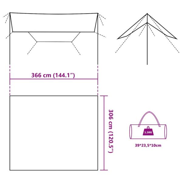 Tarp Olivgrün 366x306 cm Wasserdicht