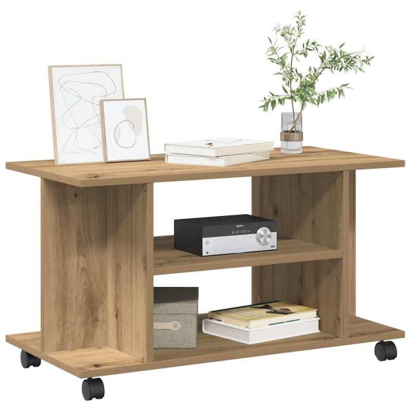 TV-Regal mit Rollen Artisan-Eiche 80x40x45 cm Holzwerkstoff