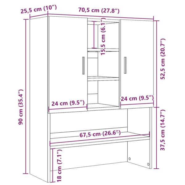 Waschmaschinenschrank Betongrau 70,5x25,5x90 cm