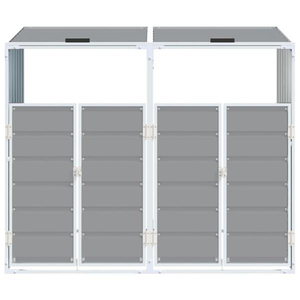 Mülltonnenbox für 2 Tonnen Grau 144x81x113 cm Stahl