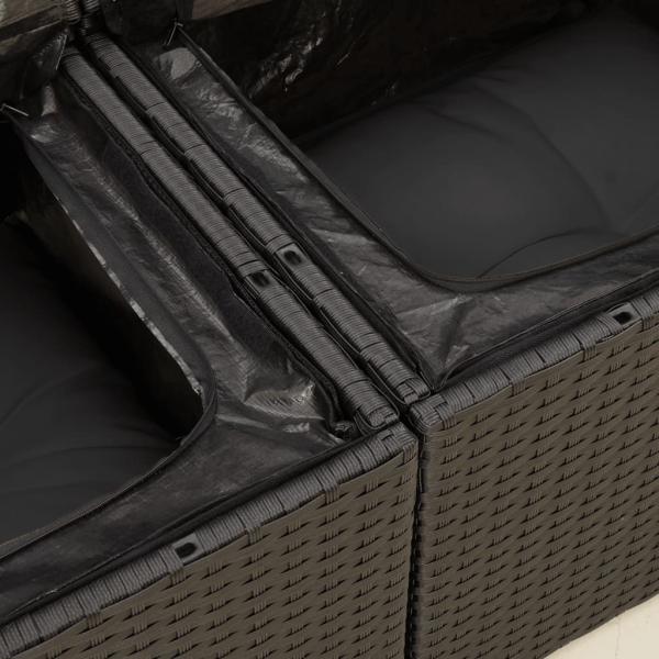 7-tlg. Garten-Sofagarnitur mit Kissen Schwarz Poly Rattan