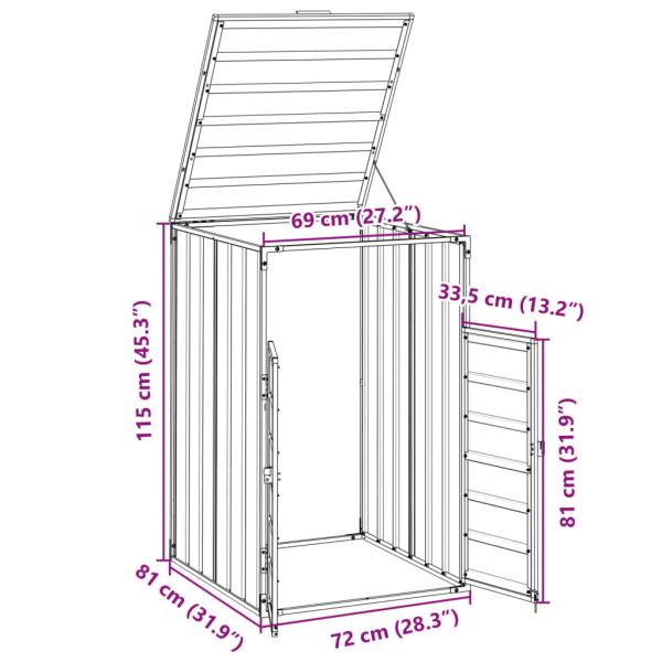 Mülltonnenbox für 1 Tonne Braun 72x81x115 cm Stahl