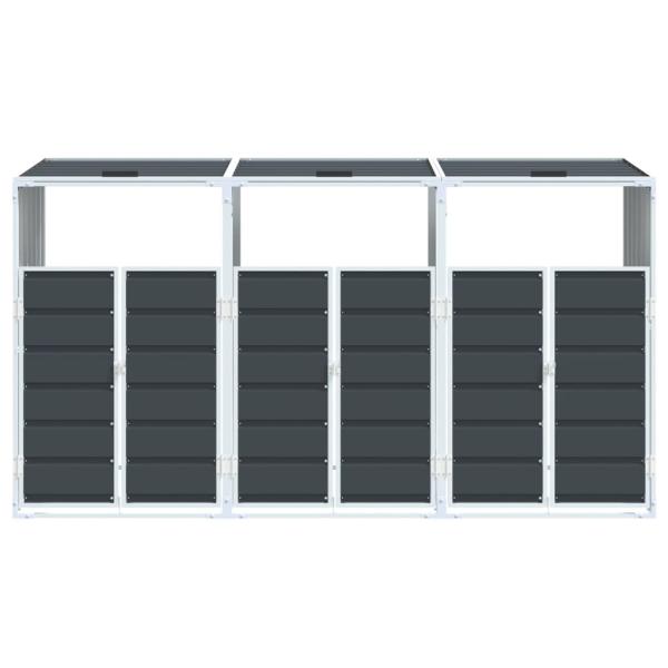 Mülltonnenbox für 3 Tonnen Anthrazit 216x81x115 cm Stahl